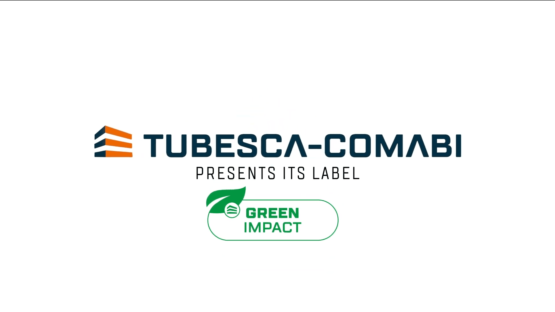 Tubesca-Comabi logo with text 'Presents Its Label' and 'Green Impact' logo.